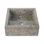 Vierkanten Opbouw Waskom Volledig Gepolijst - Grijs 40x40x15cm - Afbeelding 2